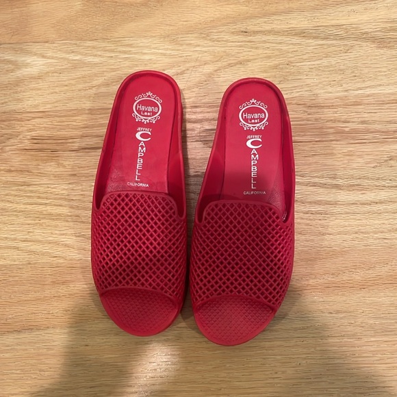 Jeffery Campbell red wedge pool slides - Picture 4 of 6